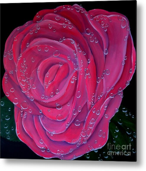 Pink Rose Metal Print featuring the painting In the Pink by Karen Jane Jones