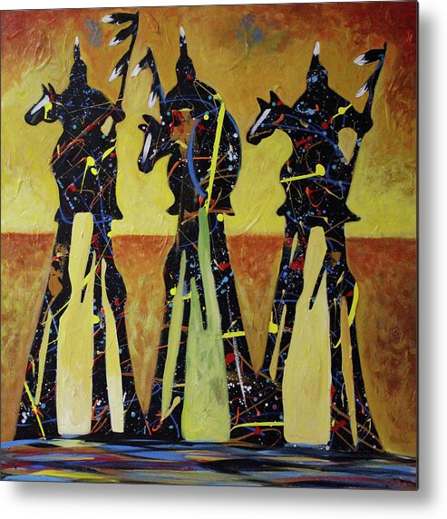 Indian Metal Print featuring the painting Indian Sundown by Lance Headlee