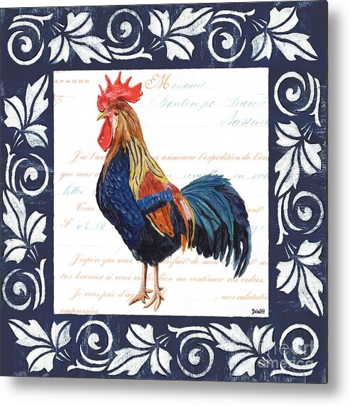 Rooster Metal Print featuring the painting Indigo Rooster 2 by Debbie DeWitt