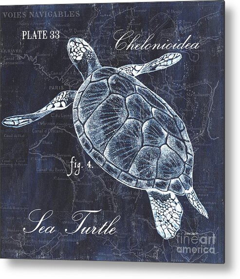 Turtle Metal Print featuring the painting Indigo Verde Mar 2 by Debbie DeWitt