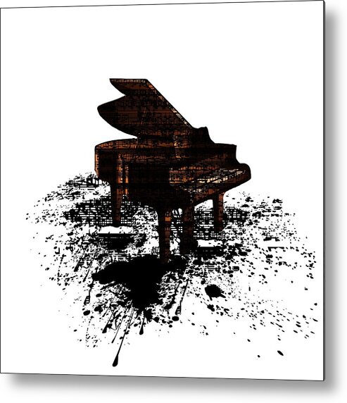 Ink Metal Print featuring the digital art Inked Gold Piano by Barbara St Jean