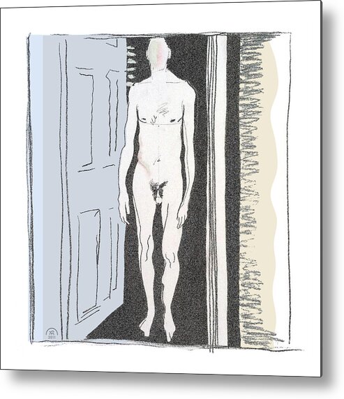 male Nude Metal Print featuring the drawing Insomnia 1 by Stan Magnan