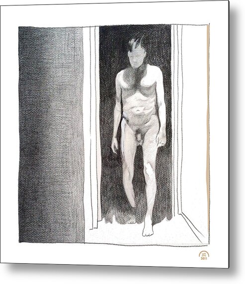 male Nude Metal Print featuring the drawing Insomnia 4 by Stan Magnan