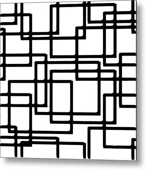 Square Metal Print featuring the digital art Interlocking Black Squares Artistic Design by Taiche Acrylic Art