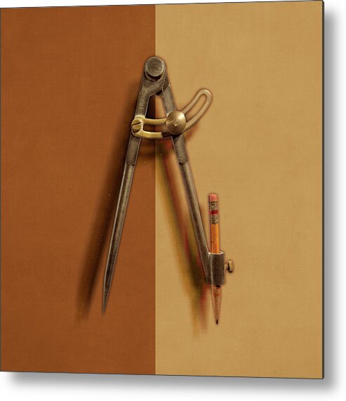 Boys Room Metal Print featuring the photograph Iron Compass on Color Paper by YoPedro