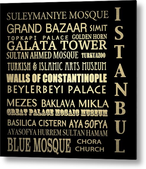Istanbul Metal Print featuring the digital art Istanbul Turkey Famous Landmarks by Patricia Lintner