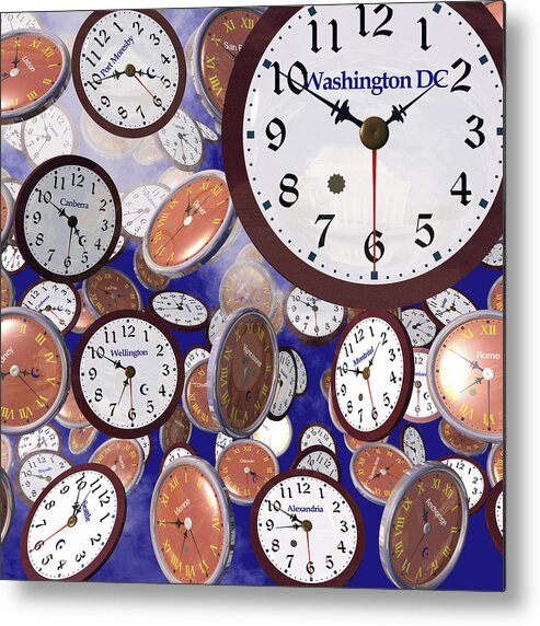 Clocks Metal Print featuring the photograph It's Raining Clocks - Washington D. C. by Nicola Nobile