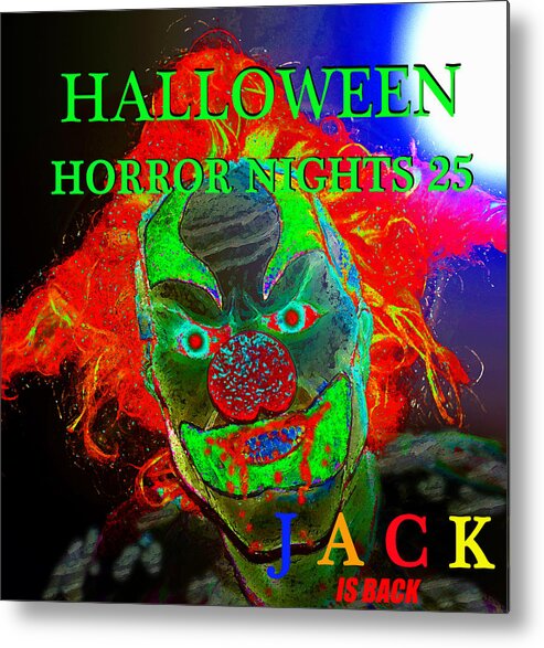 Halloween Horror Nights 25 Universal Orlando Metal Print featuring the painting Jack is back HHN 25 poster art B by David Lee Thompson