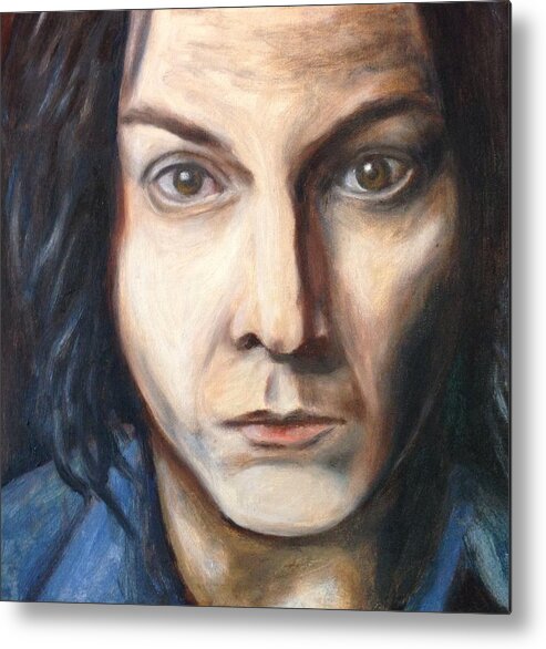 Portrait Metal Print featuring the painting A Tribute to Jack White by Jac Mason