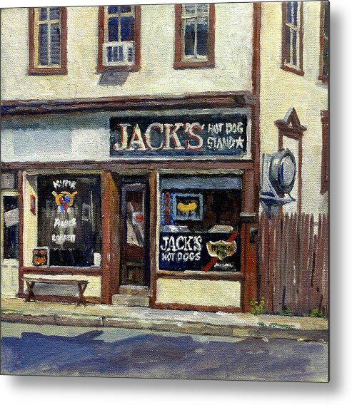 North Adams Landscape Metal Print featuring the painting Jack's Hot Dogs North Adams by Thor Wickstrom