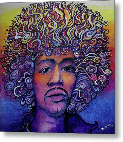 Jimi Metal Print featuring the painting JimiGroove by David Sockrider