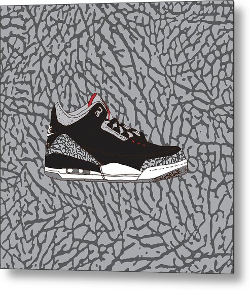 Jordan 3 Black Cement Metal Print by 
