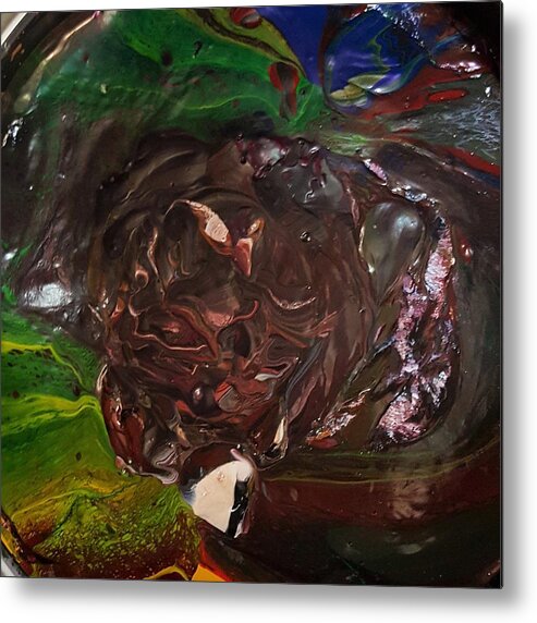 Abstract Metal Print featuring the painting Just A Freakin' Mess by Gyula Julian Lovas