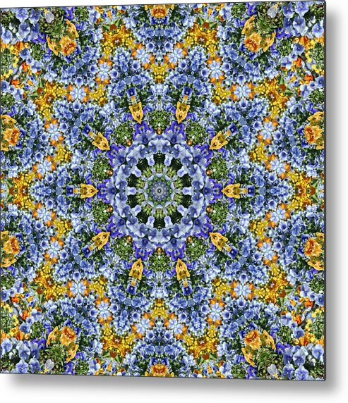 Kaleidoscope Metal Print featuring the photograph Kaleidoscope - Blue and Yellow by Nikolyn McDonald