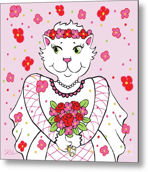 Cat Metal Print featuring the digital art Kitty Bride by Shari Warren