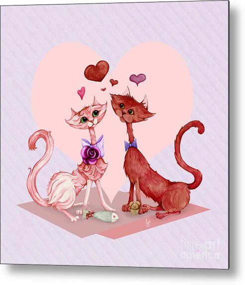 Kitty Metal Print featuring the painting Kitty cat love by Cindy Garber Iverson
