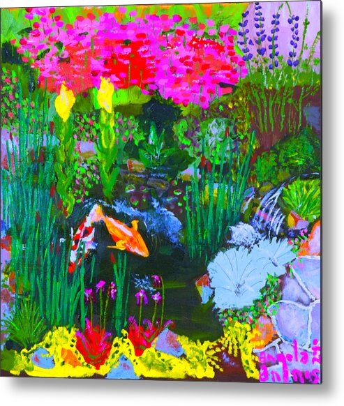 Water Garden Metal Print featuring the painting Koi Pond I by Angela Annas