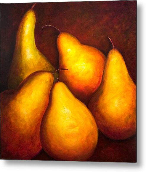 Still Life Yellow Metal Print featuring the painting La Familia by Shannon Grissom