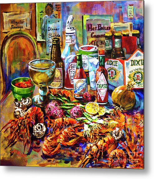 New Orleans Food Metal Print featuring the painting La Table de Fruits de Mer by Dianne Parks