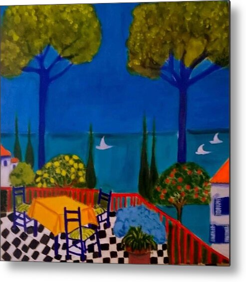 Provence Metal Print featuring the painting La Terasse en St Tropez by Rusty Gladdish