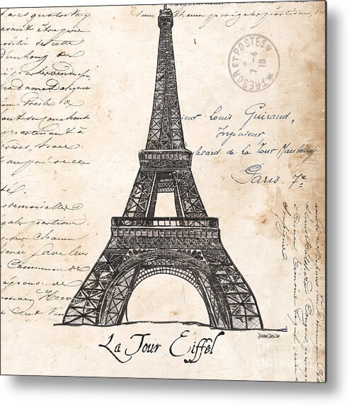 Eiffel Tower Metal Print featuring the painting La Tour Eiffel by Debbie DeWitt