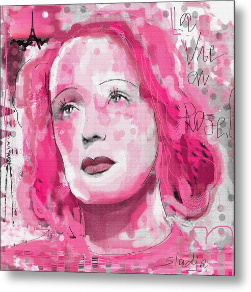 La Vie En Rose Metal Print featuring the digital art La Vie en Rose by Sladjana Lazarevic