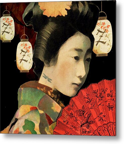 Geisha Metal Print featuring the digital art Lady Dragonfly by Lisa Noneman