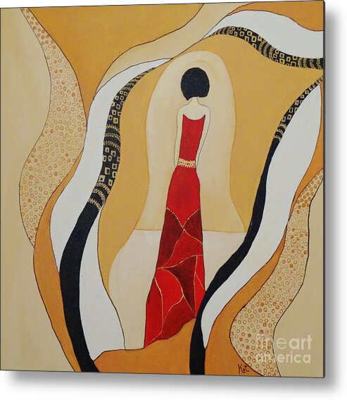 Lady Metal Print featuring the painting Lady in Red by Kat McClure