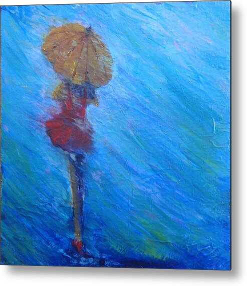 Umbrella Metal Print featuring the painting Lady in Red by Teresa Fry