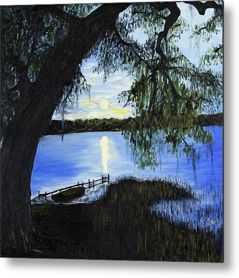 Sunset Metal Print featuring the painting Lake Hutchinson, Florida by Ken Wood