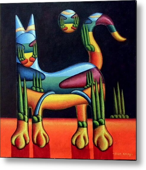 Landscape Metal Print featuring the painting Landscape in cat in landscape by Alan Kenny