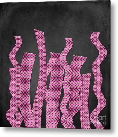Black Metal Print featuring the digital art Languettes 02 - Pink by Variance Collections