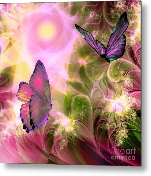 Pink Sun Metal Print featuring the painting Languid Journeys by Mindy Sommers