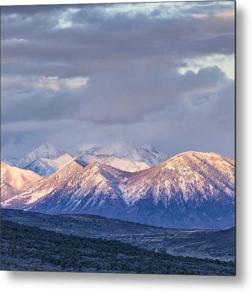 Alpine Glow Metal Print featuring the photograph Last Light On Winter Peaks by Denise Bush