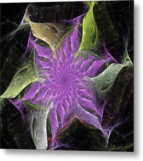 Fantasy Metal Print featuring the digital art Lavendar Fractal Flower by David Lane
