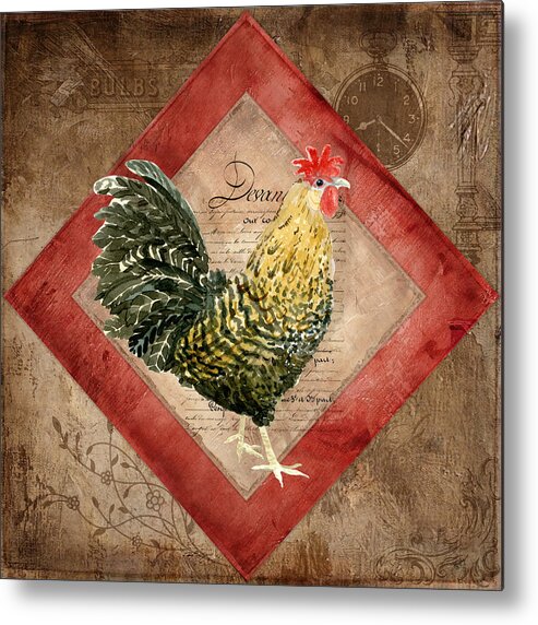 Le Coq Metal Print featuring the painting Le Coq - Morning Call by Audrey Jeanne Roberts