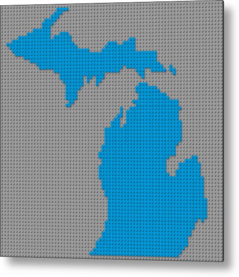 Lego Metal Print featuring the mixed media Lego Map of Michigan by Design Turnpike
