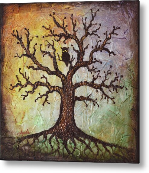 Tree Metal Print featuring the painting Life of Wisdom by Agata Lindquist