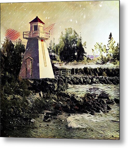 Lighthouse Metal Print featuring the digital art Lighthouse at South Baymouth by Julius Reque