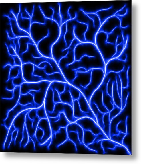 Lightning Metal Print featuring the digital art Lightning - Blue by Shane Bechler