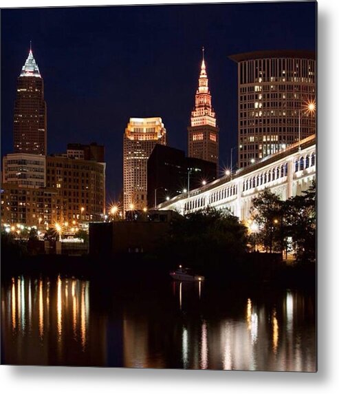  Metal Print featuring the photograph Lights In Cleveland. @ Dalekincaid.com by Dale Kincaid