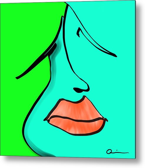 Face Metal Print featuring the digital art Lips 2 by Jeffrey Quiros