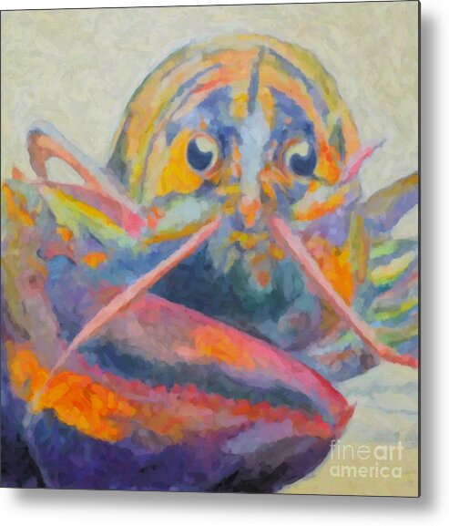 Lobster Metal Print featuring the painting Lobster on the loose by Robin Wiesneth