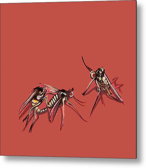 Bugs Metal Print featuring the painting Long-Legged Flies by Jude Labuszewski