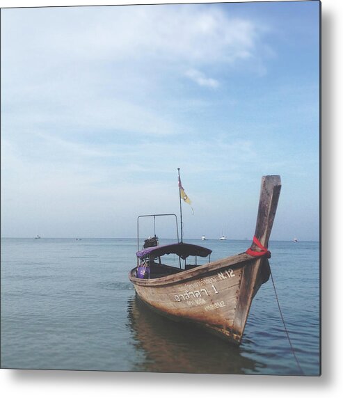 Thailand Photograph Metal Print featuring the photograph Long Tail Boat Stillness by Ivy Ho