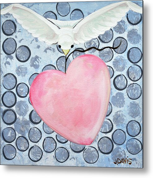 Baby Metal Print featuring the painting The Blessing of the Dove by Julie Davis