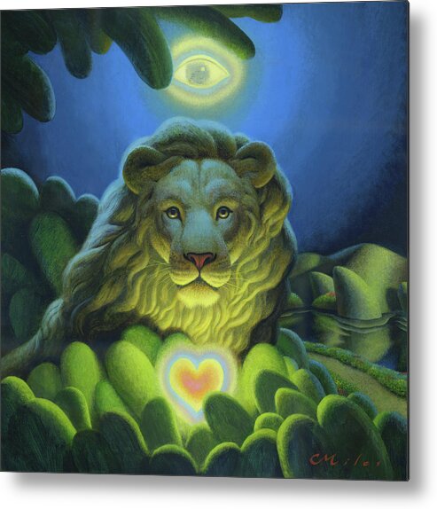 Lion Metal Print featuring the painting Love, Strength, Wisdom by Chris Miles