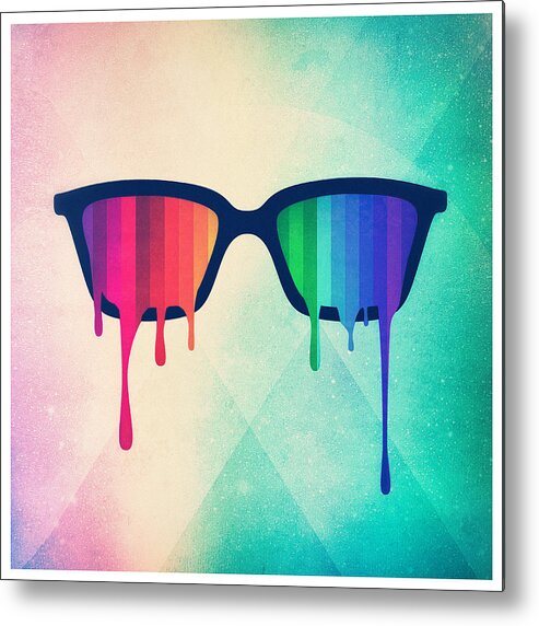 Nerd Metal Print featuring the digital art Love Wins Rainbow - Spectrum Pride Hipster Nerd Glasses by Philipp Rietz