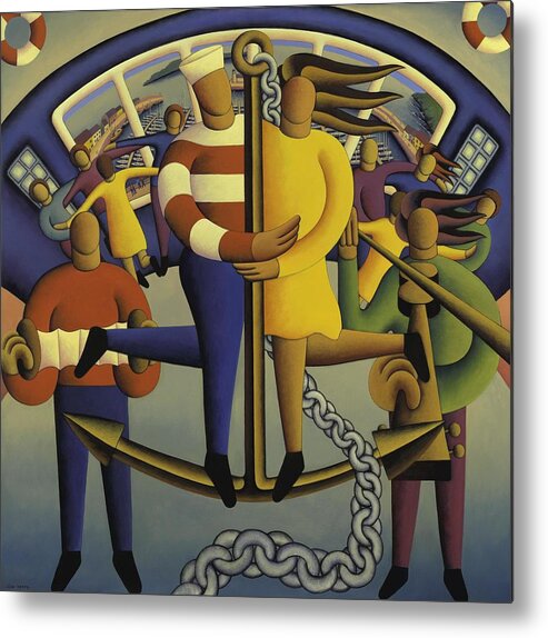 Lovers Metal Print featuring the painting Lovers On Anchor With Chain by Alan Kenny
