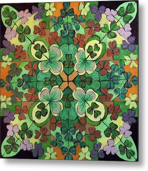 Luck Metal Print featuring the drawing LUCKY DAY Mandala by Ethel Mann